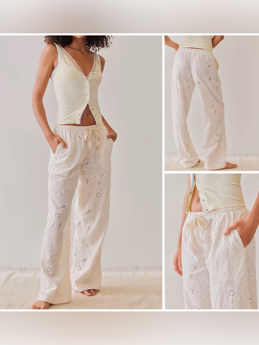 NWOT Free People FP Intimately Day Drift Pants - White Alyssum - Small *IR*